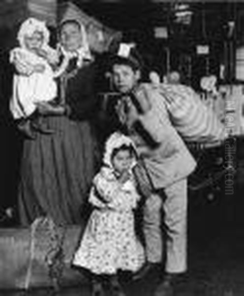 Looking For Lost Luggage, Ellis Island Oil Painting by Lewis W. Hine