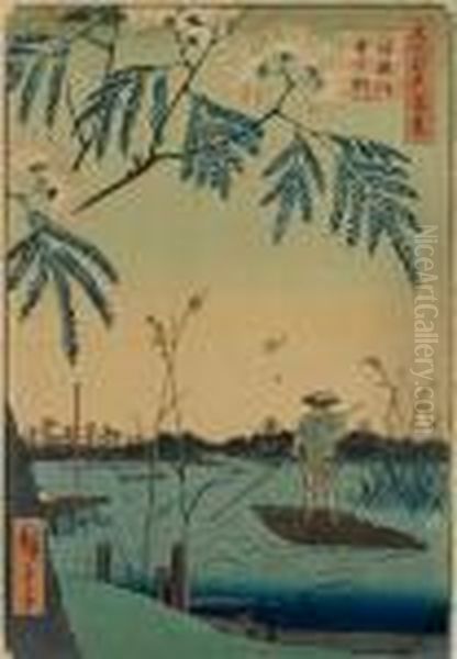 Meisho Edo Hyakkei Oil Painting by Utagawa or Ando Hiroshige