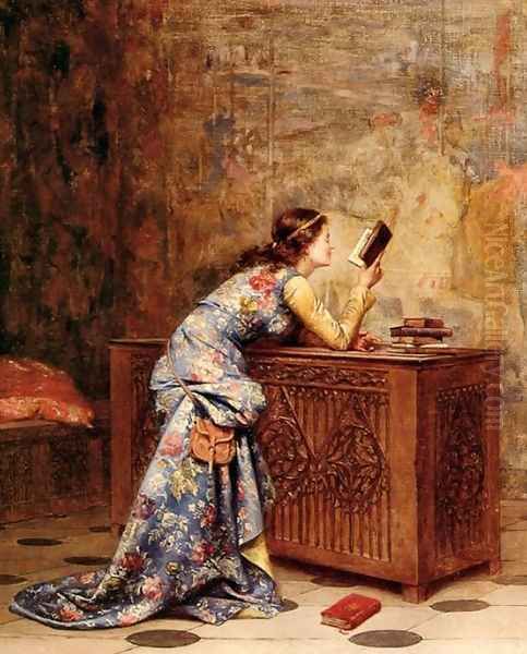 Captivated Oil Painting by Adolphe-Alexandre Lesrel