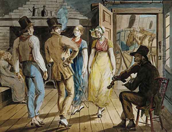 Merrymaking at a Wayside Inn Oil Painting by John Lewis Krimmel