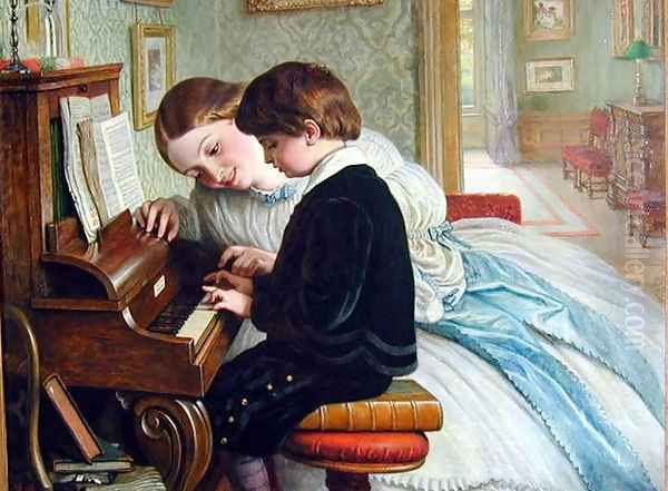 The Music Lesson Oil Painting by Charles West Cope