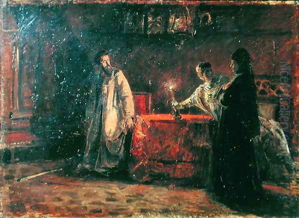 Tsar Boris Godunov (1551-1605) and Tsarina Martha, 1874 Oil Painting by Nikolai Nikolaevich Ge