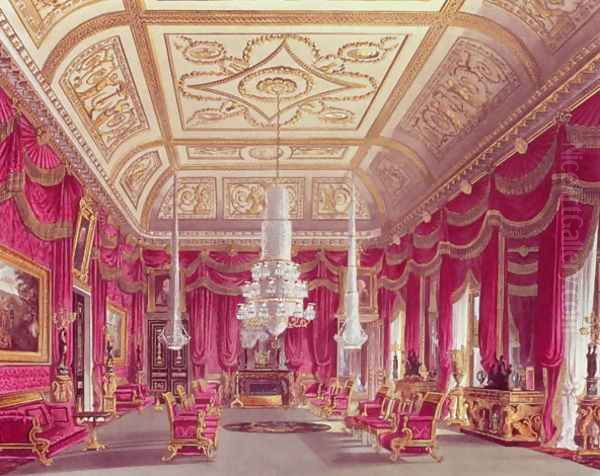 The Crimson Drawing Room, Carlton House from Pynes Royal Residences, 1818 Oil Painting by William Henry Pyne