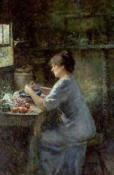 Shelling Peas 1912 Oil Painting by Frederick McCubbin