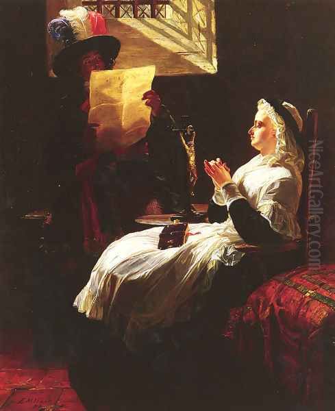 Marie Antoinette Listing To The Act of Accusation, The Day Before Her Trial Oil Painting by Edward Matthew Ward