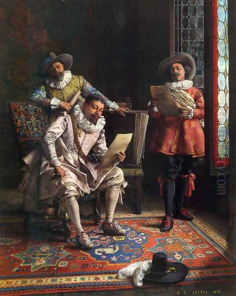 The Connoisseurs Oil Painting by Adolphe-Alexandre Lesrel