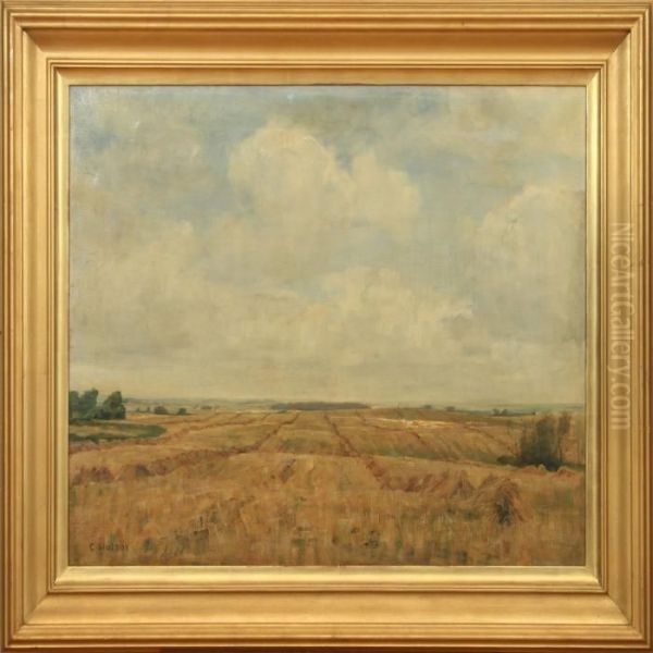 Harvest Landscape Oil Painting by Carl Vilhelm Holsoe