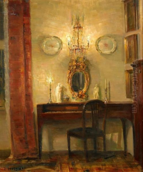 Interior I Kvallsbelysning Oil Painting by Carl Vilhelm Holsoe