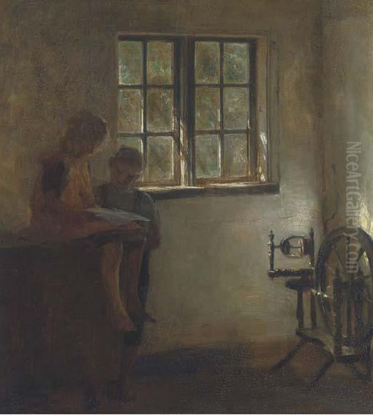 An Interesting Article Oil Painting by Carl Vilhelm Holsoe