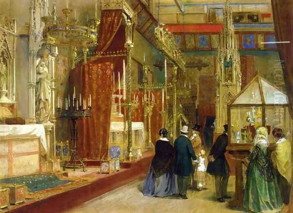 Interior of the Great Exhibition: The Medieval Court Oil Painting by Louis Hague