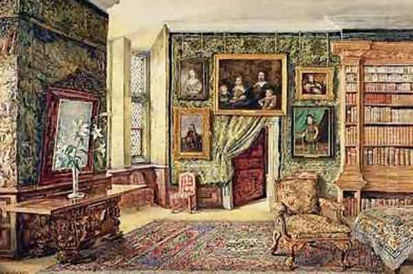 The Library at Hardwick Hall Derbyshire 1891 Oil Painting by W. Nicholson