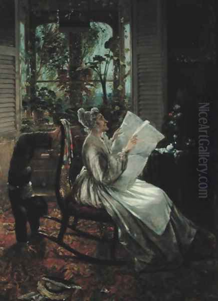 Home from School, 1865 Oil Painting by William E. Winner