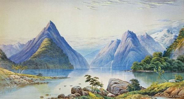 Milford Sound Oil Painting by John Barr Clarke Hoyte