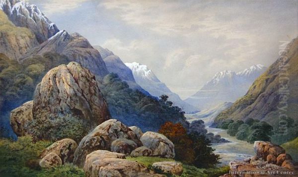 Mountain Scene - Otira Oil Painting by John Barr Clarke Hoyte