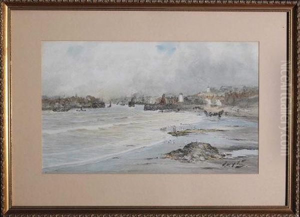 North Shields From The River Mouth Oil Painting by Thomas Swift Hutton