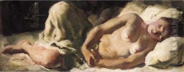 Sleeping Nude Oil Painting by Alexander Evgenievich Yakovlev