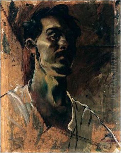 Self-portrait, The Reverse With The Goatherd Oil Painting by Alexander Evgenievich Yakovlev