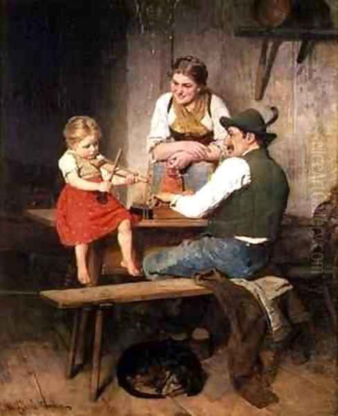 The Happy Family Oil Painting by Adolf Eberle