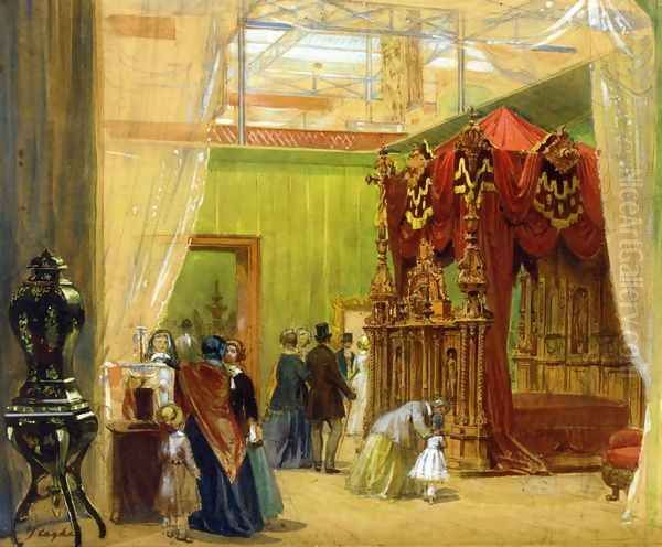 Interior of the Great Exhibition: The Austrian Court Oil Painting by Louis Hague