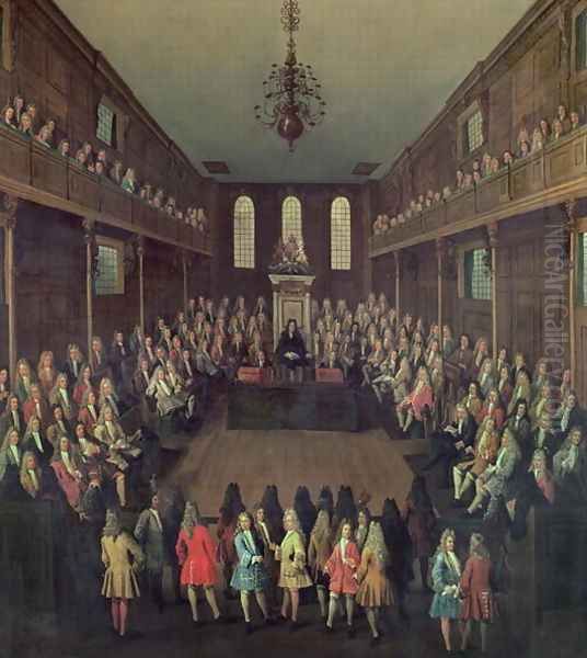 The House of Commons in Session, 1710 Oil Painting by Peter Tillemans