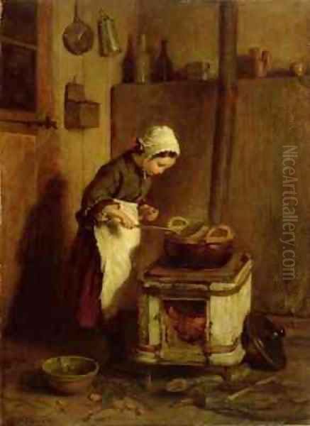 The Little Housekeeper Oil Painting by Edouard Frere