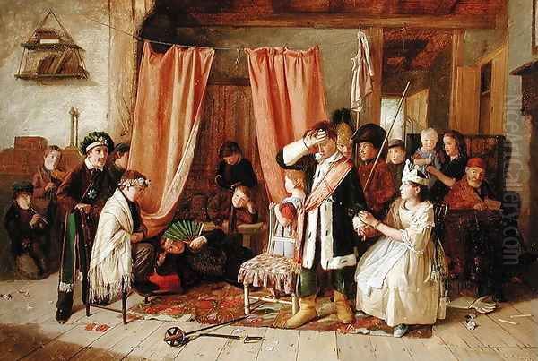 Children acting the Play Scene Oil Painting by Charles Hunt