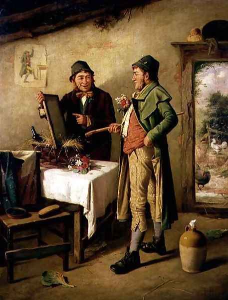 Admiring his Reflection Oil Painting by Charles Hunt