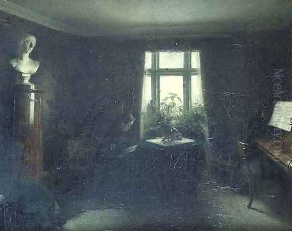 Interior Oil Painting by Carl Vilhelm Holsoe