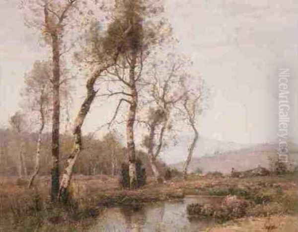 River Landscape Oil Painting by Louis-Aime Japy