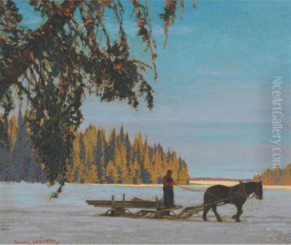 Northern Evening Oil Painting by Franz Hans Johnston