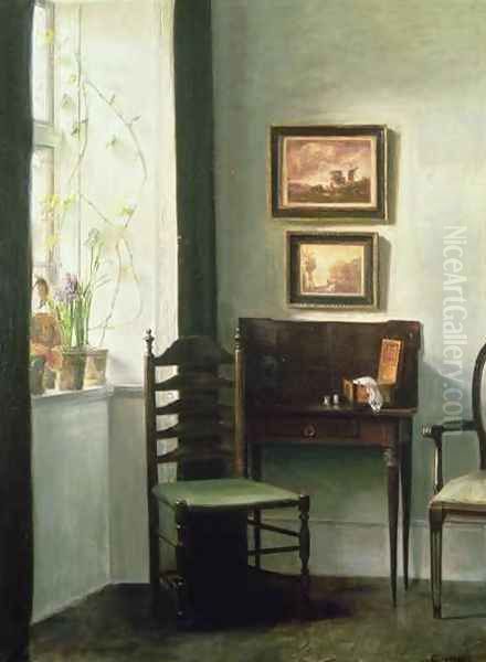 Sunlit Interior Oil Painting by Carl Vilhelm Holsoe