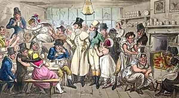 Tom and Jerry at a Coffee Shop near the Olympic Theatre Strand Midnight Oil Painting by G. and I. Cruikshank