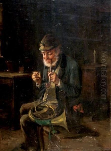 Travail Difficile. Oil Painting by Hermann Kern