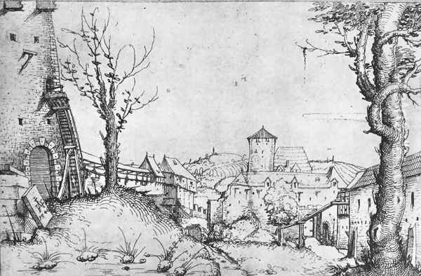 A Castle Yard 1546 Oil Painting by Augustin Hirschvogel