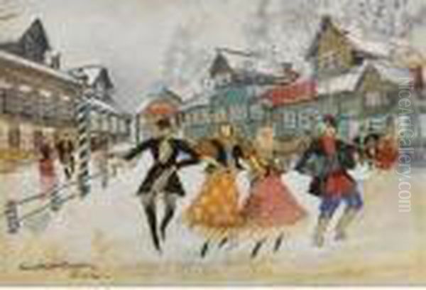 The Village Dancers Oil Painting by Konstantin Alexeievitch Korovin