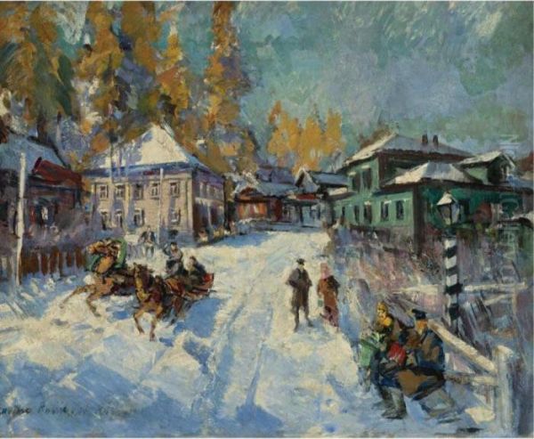 Russian Winter Oil Painting by Konstantin Alexeievitch Korovin