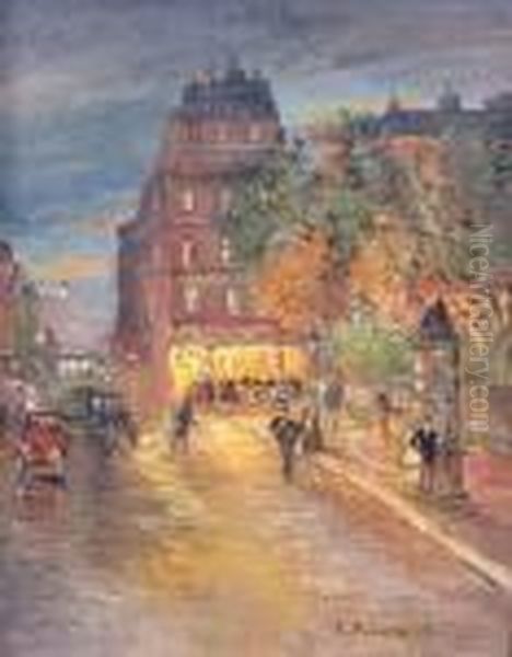 Les Grands Boulevards, La Nuit Oil Painting by Konstantin Alexeievitch Korovin