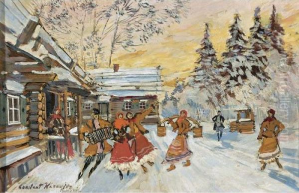 Village Dancers Oil Painting by Konstantin Alexeievitch Korovin