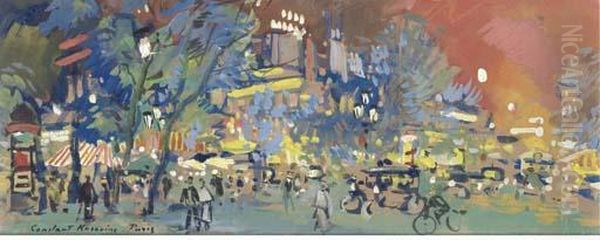 Parisian Street Scene Oil Painting by Konstantin Alexeievitch Korovin