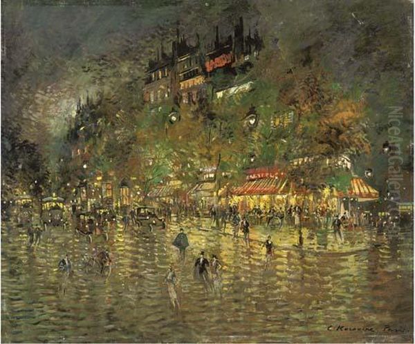 Les Grands Boulevards, Paris Oil Painting by Konstantin Alexeievitch Korovin