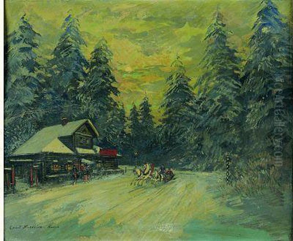 Troika En Hiver Oil Painting by Konstantin Alexeievitch Korovin