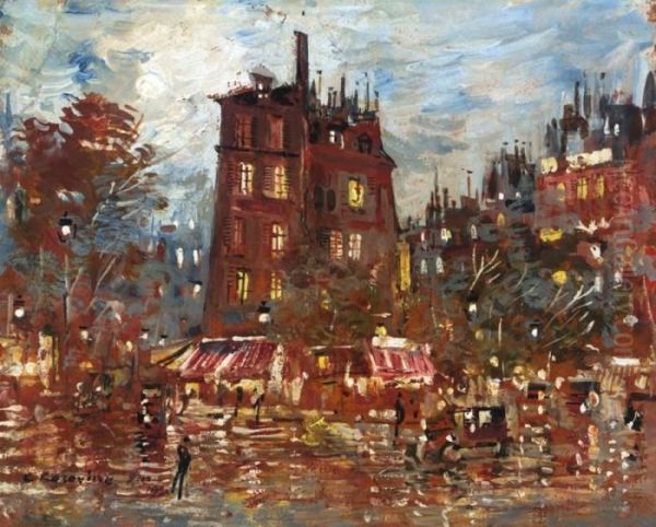 Parisian Boulevard By Night Oil Painting by Konstantin Alexeievitch Korovin