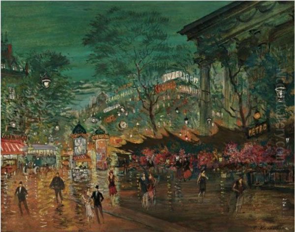 Place De La Madeleine, Paris Oil Painting by Konstantin Alexeievitch Korovin