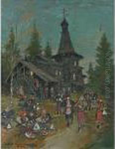 Easter Sunday Oil Painting by Konstantin Alexeievitch Korovin