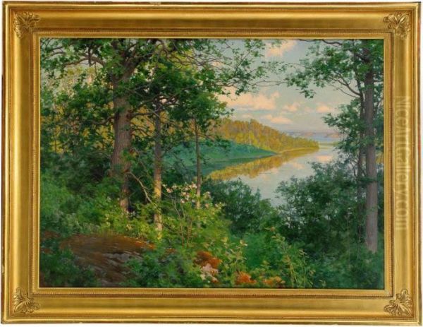 Nyponbusken Oil Painting by Johan Krouthen