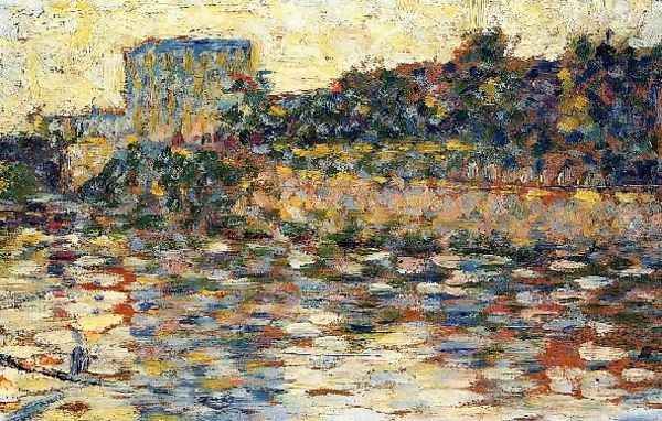 Courbevoie Landscape With Turret Oil Painting by Georges Seurat