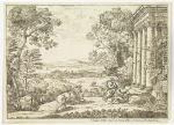 Mercury And Argus<</b> Oil Painting by Claude Lorrain (Gellee)