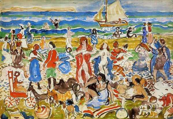 Bathers New England Oil Painting by Maurice Brazil Prendergast