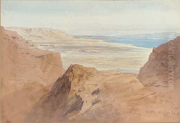 Ain Gedi And The Dead Sea, Israel Oil Painting by Edward Lear