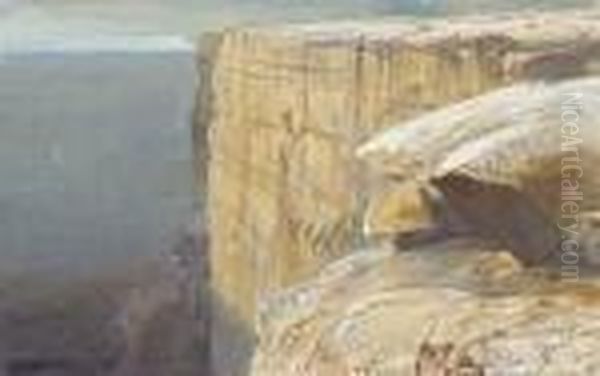 Garf Hassan Rocks, Malta Oil Painting by Edward Lear